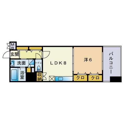ディー・ウイングタワー(1LDK/3階)の間取り写真