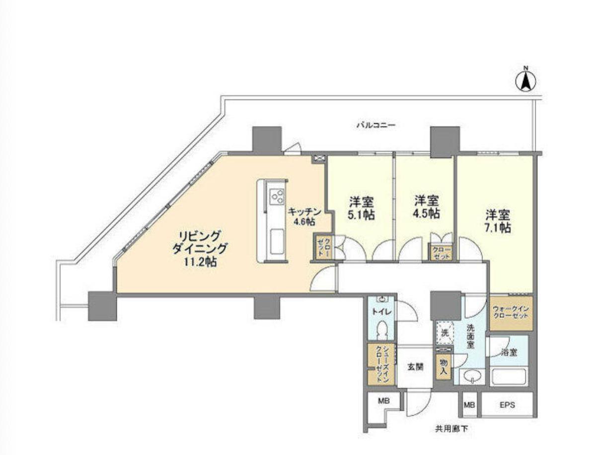 豊洲シエルタワー(3LDK/18階)の間取り写真