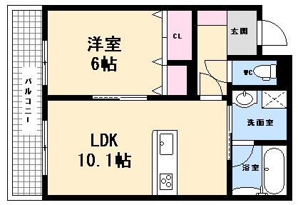 ブリリアントコート(1LDK/2階)の間取り写真