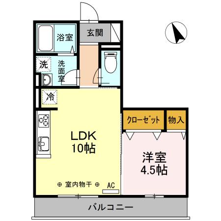 オリンポス(1LDK/2階)の間取り写真