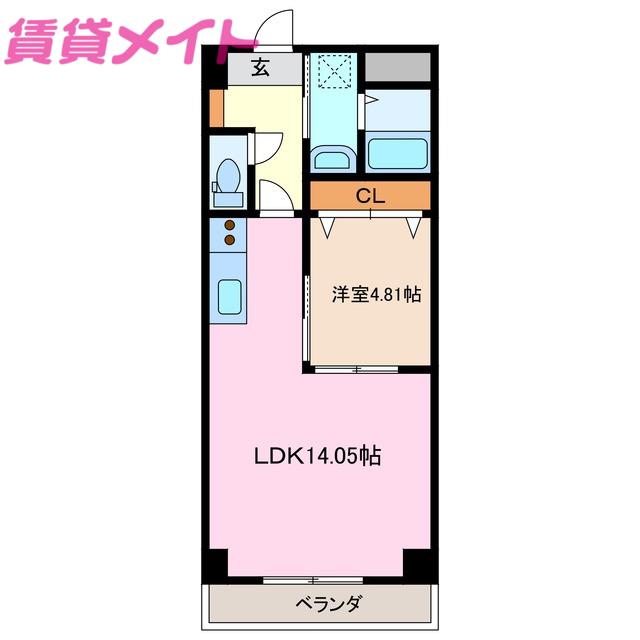 S-FORT四日市ZEAL(1LDK/15階)の間取り写真