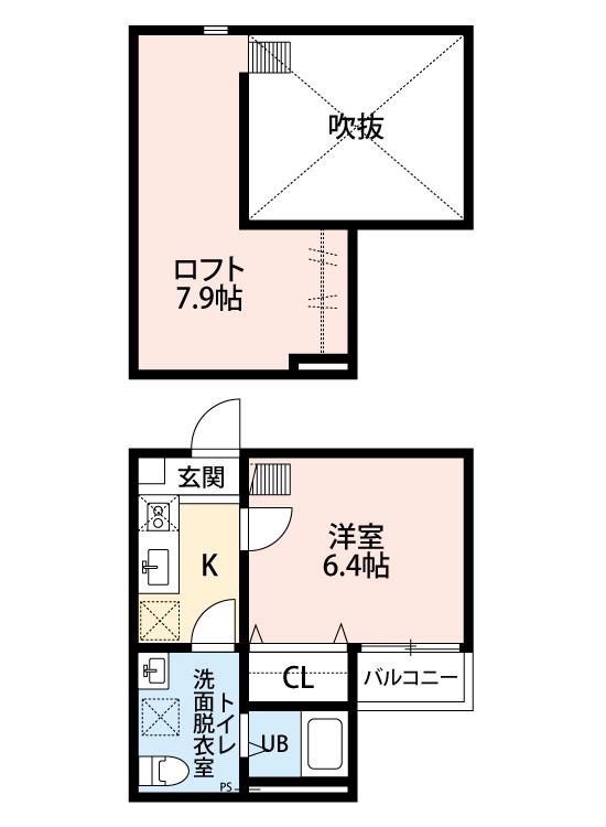 シエルクス(1K/1階)の間取り写真