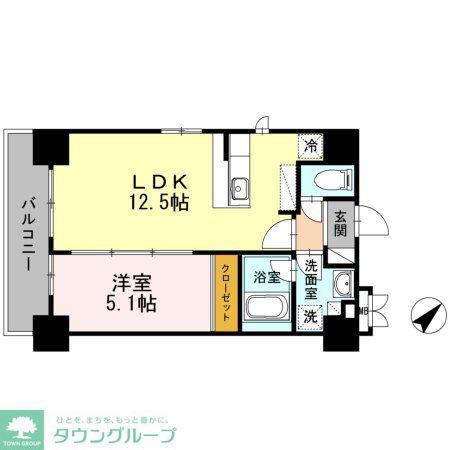 KYビル(1LDK/9階)の間取り写真