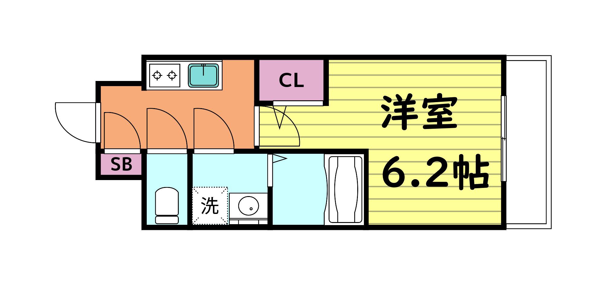 エスリード大阪城イースト(1K/12階)の間取り写真