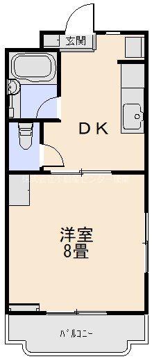 ハイマートツヴァイ(1DK/4階)の間取り写真