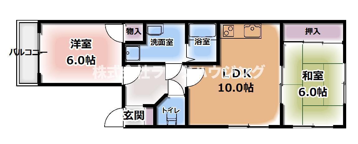 サンライズ門真(2LDK/3階)の間取り写真