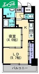 ハアラン一ノ宮(1LDK/3階)の間取り写真