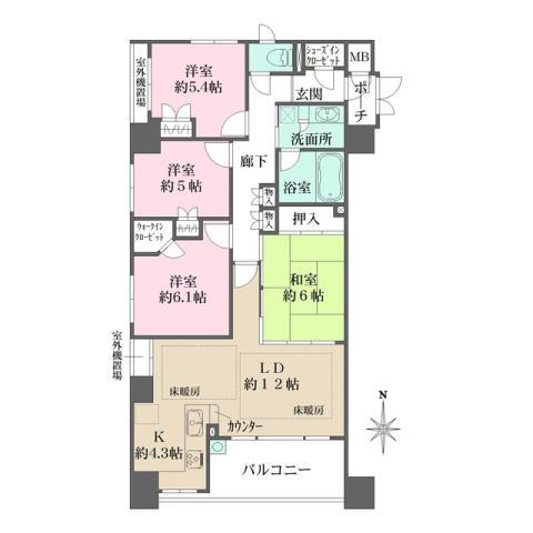 リーデンススクエア松屋町(4LDK/6階)の間取り写真