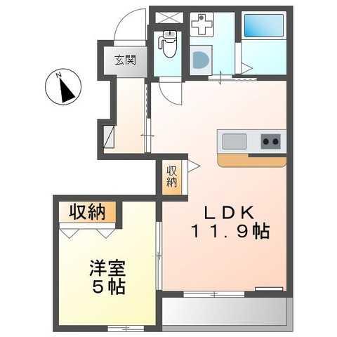 エスポワールミニオンII(1LDK/1階)の間取り写真