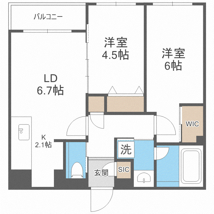 LIVECASA白石(2LDK/5階)の間取り写真