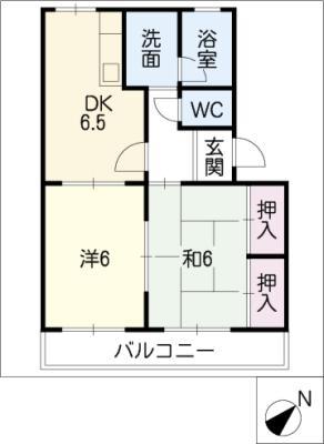 弥生ハイム(2DK/2階)の間取り写真