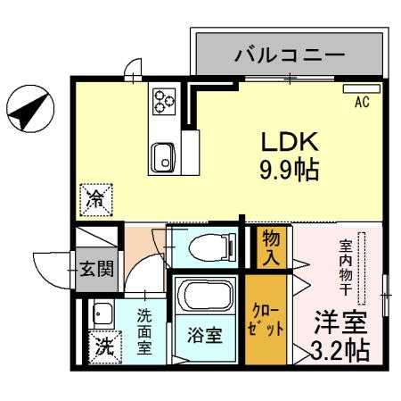 アヴニール12(1LDK/2階)の間取り写真