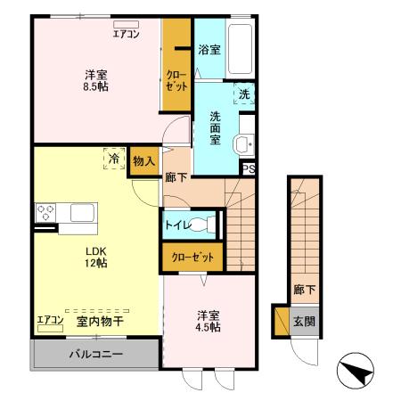 クラインベルク(2LDK/2階)の間取り写真
