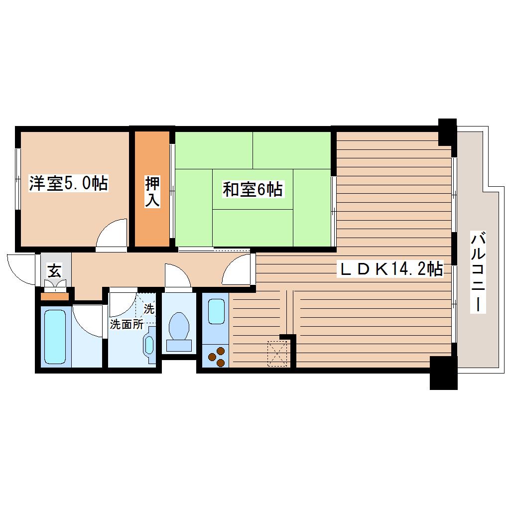 グランパークス八乙女(2LDK/3階)の間取り写真
