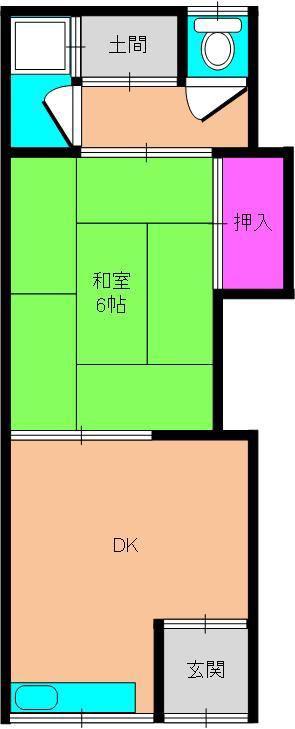 京阪本線 寝屋川市駅 徒歩29分 2階建 築60年(1DK/1階)の間取り写真