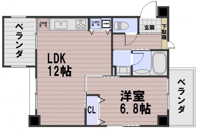 ラティス東野(1LDK/7階)の間取り写真