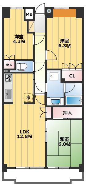 ファインドエル2新宿(3LDK/5階)の間取り写真
