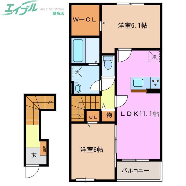 レジェンド(2LDK/2階)の間取り写真