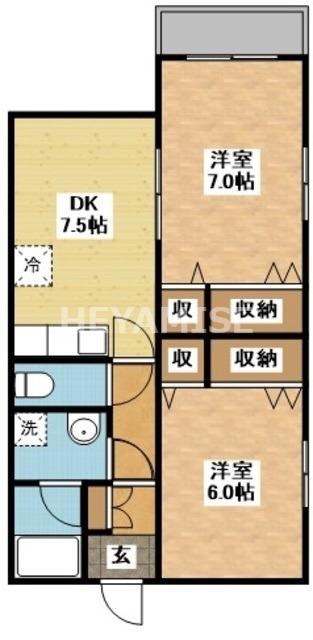 MEILLEUR・Y(2DK/4階)の間取り写真