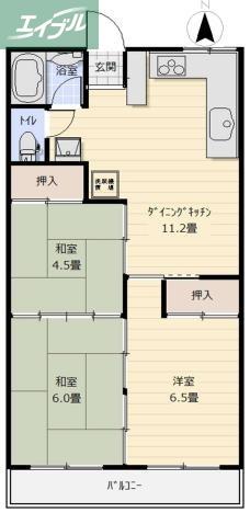プランドール(3LDK/1階)の間取り写真
