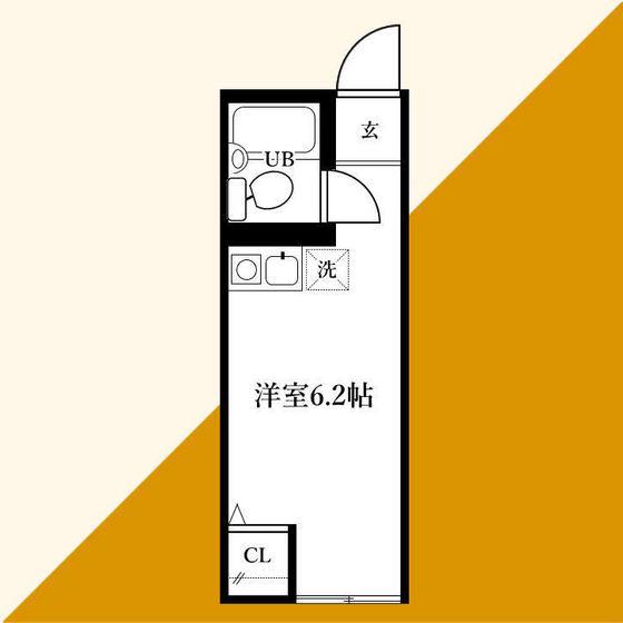 ファミール上の宮B棟(ワンルーム/1階)の間取り写真