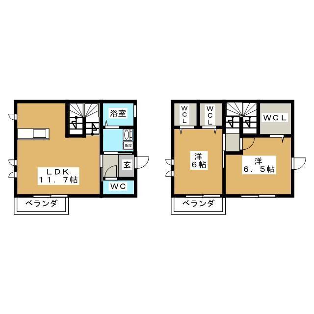 テラス大道(2LDK/1階)の間取り写真