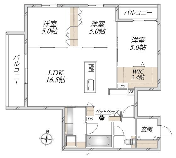 グラン レーヴ(3LDK/2階)の間取り写真