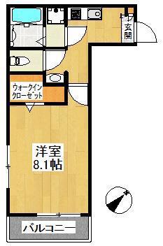 リベルタIV(1K/1階)の間取り写真