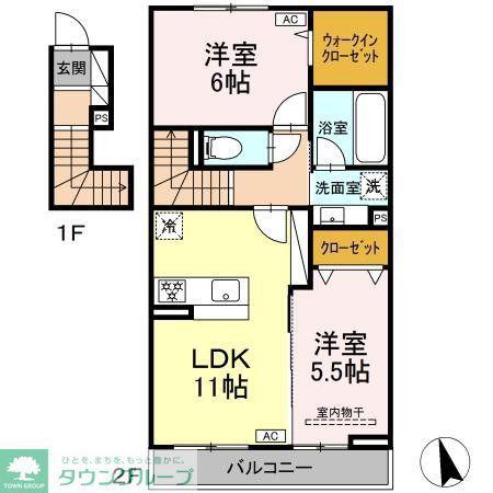 レジデンスK(2LDK/2階)の間取り写真