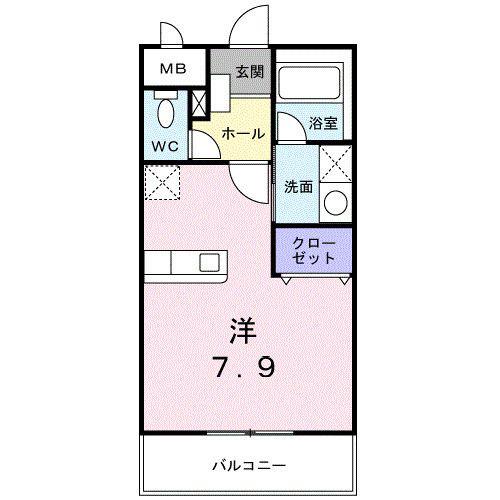 プリマヴェーラ上町(ワンルーム/3階)の間取り写真