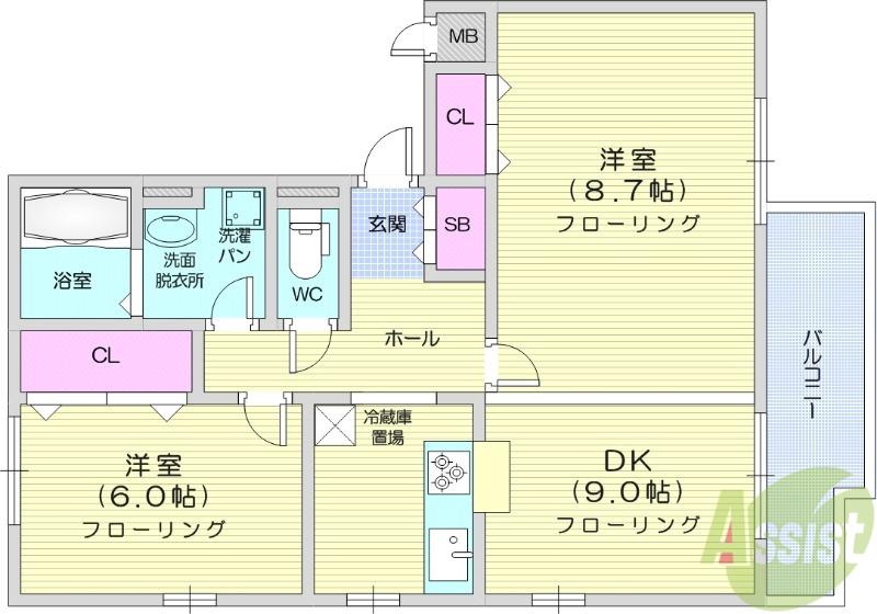 パークアベニューⅡ(2DK/2階)の間取り写真