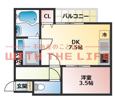 THE NOBLES 花畑駅前(1LDK/2階)の間取り写真