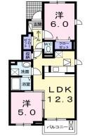 フォレストメゾンⅢ(2LDK/1階)の間取り写真