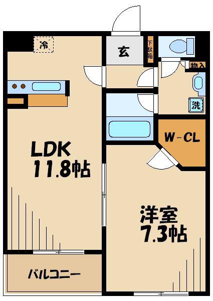フェリチターレ(1LDK/3階)の間取り写真