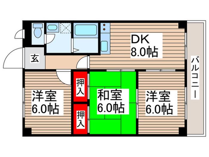ルーブル早稲田(3DK/3階)の間取り写真