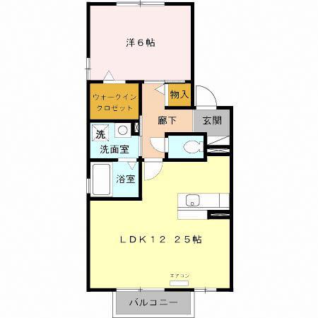 セジュールHODAII(1LDK/2階)の間取り写真