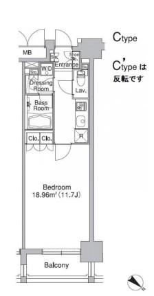 レジディア市ヶ谷II(1K/8階)の間取り写真