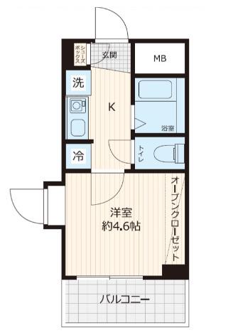 ステラコート横浜白楽(1K/4階)の間取り写真