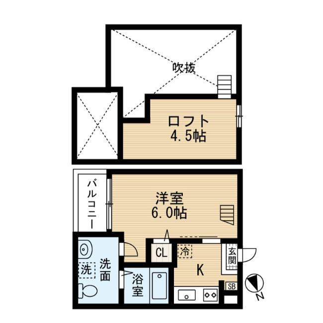 BEAVERCREEK(1K/2階)の間取り写真