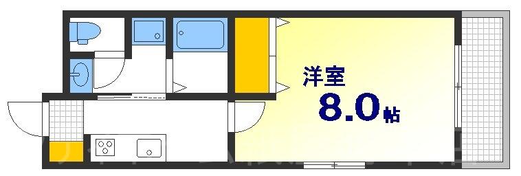 白島九軒町ハイツ(1K/4階)の間取り写真