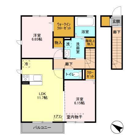 CASA SOAVE カーサソアベ(2LDK/2階)の間取り写真