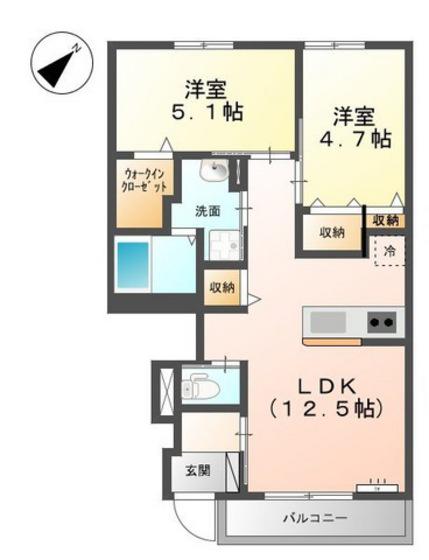 ウエストフォレスト(2LDK/1階)の間取り写真