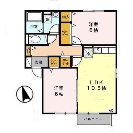 エントピアA(2LDK/2階)の間取り写真
