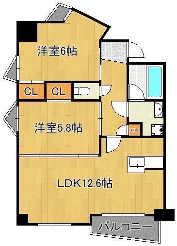 オールセインツ(2LDK/12階)の間取り写真