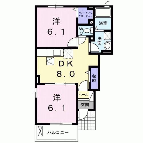 プチッタプチII(2DK/1階)の間取り写真