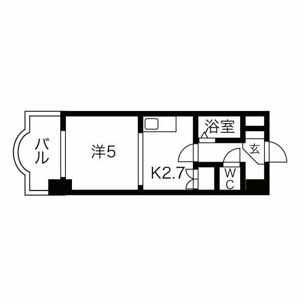 ル・ソレイユ(1DK/7階)の間取り写真