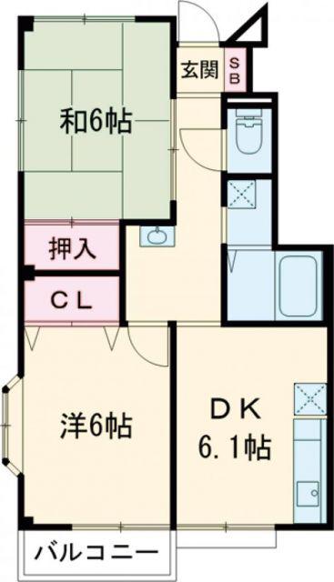 ハイステージソラル A棟(2DK/1階)の間取り写真