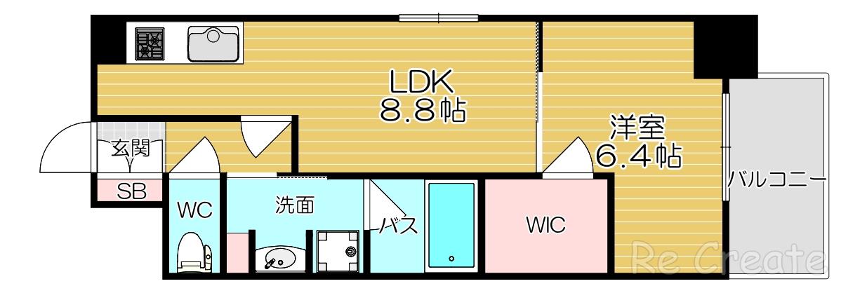 アプリーレ堺筋本町(1LDK/7階)の間取り写真