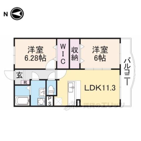 フラッツ ラ ローサ(2LDK/2階)の間取り写真