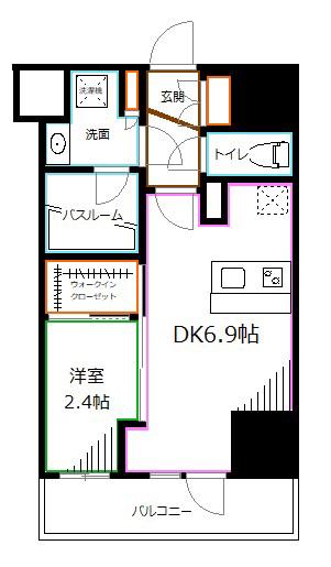 アジールコート新高円寺(1DK/6階)の間取り写真